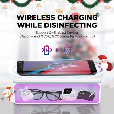 UV light Sanitizer Box, phone sanitizer with wireless charging, ultra-powerful 8 UV-C Sterilizer machine for Phone Toothbrush Nail Tools Jewelry and more - 이미지 2