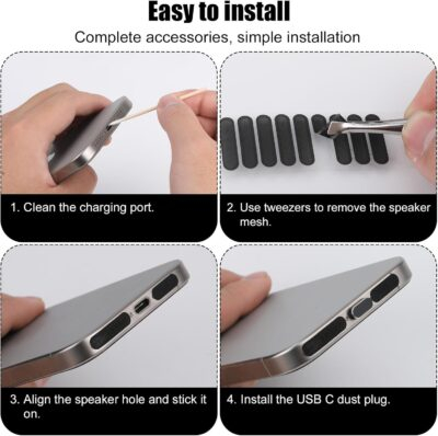 4pcs USB C Dust Plugs and 20pcs Phone Speaker Covers, USB C Port Covers Anti Dust Charging Port Covers Phone Speaker Protector for iPhone 15 16 Series and All Type C Devices - 이미지 5