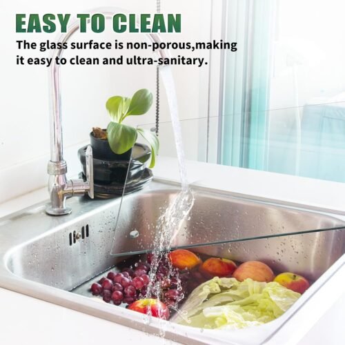 Seelenruhe Tempered Glass Cutting Boards for Kitchen Counter, Clear Cutting Boards for Countertop, Non-Slip, Heat-Resistant, Easy to Clean, Kitchen Decoration, 16x12 & 12x8 2PCS - 이미지 3