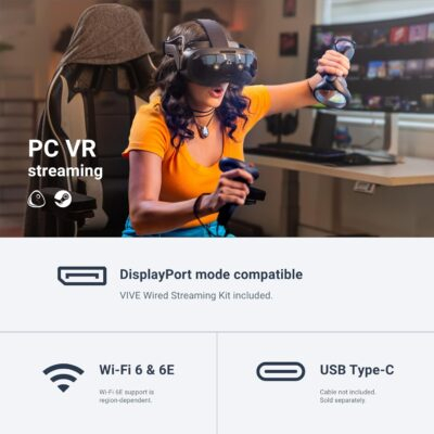 HTC Vive Focus Vision VR Headset with DisplayPort PC Streaming Kit & Starter Game Pack - 이미지 6