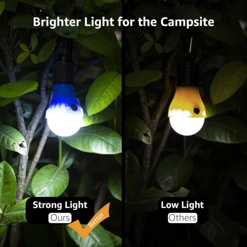 Lepro LED Camping Lantern, Camping Essentials, 3 Lighting Modes, Hanging Tent Light Bulbs with Clip Hook for Camping, Hiking, Hurricane, Storms, Outages, Collapsible, Batteries Included, 4 Packs - 이미지 3