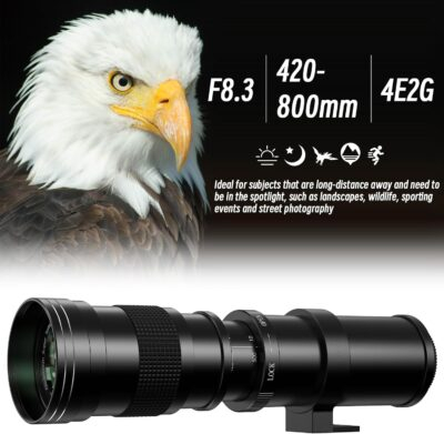 EF/EF-S 420-800mm F/8.3 Telephoto Zoom Lens - Manual DSLR Cameras Lenses+ T-Mount for Canon EOS Rebel T8i/T7i/T7/T6s/T6i/T6/T5i/T5/T4i/T3i/T3/T2i/T1i/250D/750D/760D/1200D/1300D/2000D/4000D/6D/5D - 이미지 4