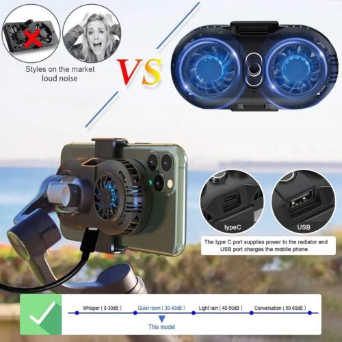 Neveika Phone Cooler, Cellphone Radiator with Dual Semi-Conductor Cooling Chip, Mobile Phones with a Width of 6 to 8 cm for Tiktok Live Streaming, Outdoor Vlog, Mobile Gaming. - 이미지 3