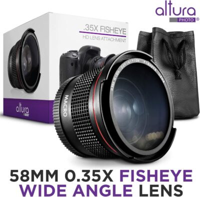 Altura Photo 58MM 0.35x Fisheye Wide Angle Lens (w/Macro Portion) for DSLR Cameras EOS Rebel 70D 77D 80D 90D T8i T7 T7i T6i T6s T6 T5i T5 T4i T3i T100 SL1 SL2 SL3 - 이미지 3