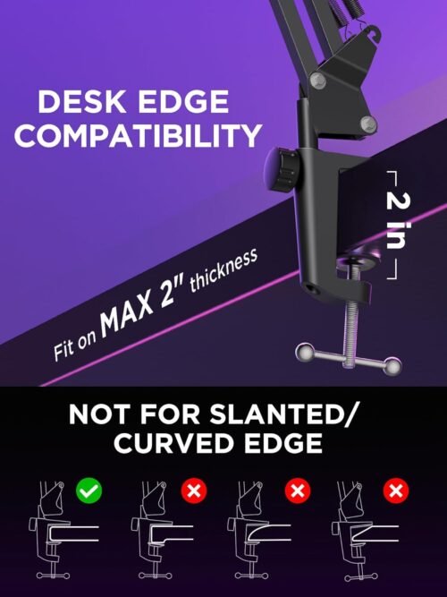 InnoGear Microphone Stand Mic Boom Arm for Blue Yeti HyperX QuadCast S SoloCast Snowball Fifine K669B and other Mic, with Shock Mount Windscreen Pop Filter Mic Clip Holder Cable Ties, Medium - 이미지 5