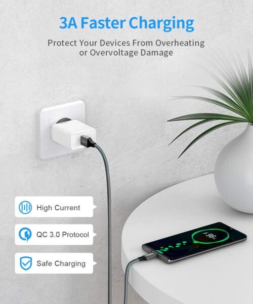 etguuds USB A to USB C Cable 5-Pack (3/3/6/6/10 ft), Fast Charging Type C Charger Cord for iPhone 16 15 Pro/Pro Max/Plus, for Samsung Galaxy S24 S23 S22 S21 S20 S10 A55 A54 Flip, Pixel, Moto G, Gray - 이미지 3