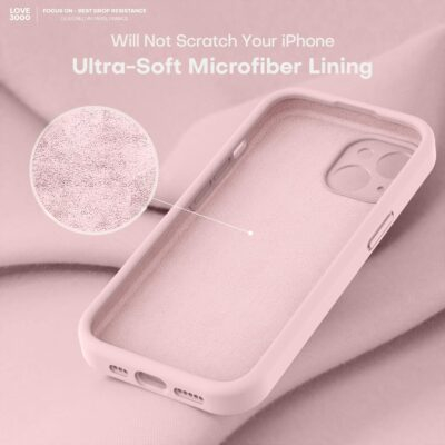 LOVE 3000 Designed for iPhone 14 Case, Premium Silicone with [Soft Anti-Scratch Microfiber Lining] Shockproof Protective Phone Case for Men Women Girls 6.1", Chalk Pink - 이미지 5