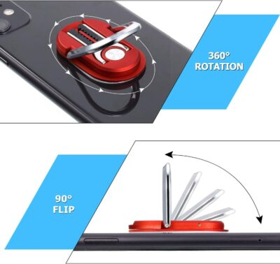 6 Pieces 3-in-1 Multipurpose Mobile Phone Bracket Holder 360 Degree Rotation Cell Phone Ring Stand for Car Home, 5 Colors - 이미지 2