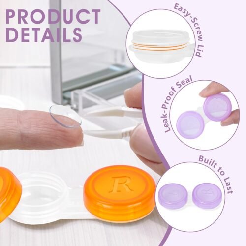 60 Pack Contact Lens Cases Bulk, Transparent Cute Contact Lens Case for Home & Travel, 6 Color (60) - 이미지 3