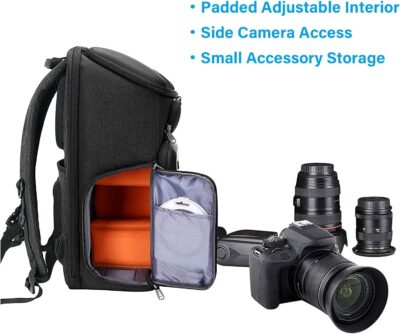 MOSISO Camera Backpack,DSLR/SLR/Mirrorless Photography Waterproof 17.3 inch Camera Bag with Front Hard Shell&Laptop Compartment&Tripod Holder&Rain Cover Compatible with Canon/Nikon/Sony, Space Gray - 이미지 4