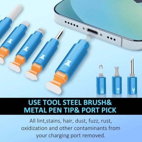 iPhone Cleaning Kit for Charging Port Cleaner, Multi-Tool iPhone Cleaner Repair Lightning Cables, Phone Cleaning Kit for iPhone, iPad, Connectors, Speaker, Airpod Cleaner Kit, Light Blue - 이미지 3