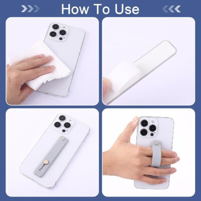 2Pcs Phone Loop Finger Holder, Silicone Phone Grip Phone Finger Strap Stand Universal Portable Finger Kickstand for Most Smartphones (2pcs-Grey/White) - 이미지 3