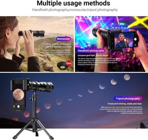 APEXEL High Power 36X HD Telephoto Lens, Telephoto Mobile Cell Phone Lens with Tripod for iPhone 16/15/14/13 Pro, Samsung and Most Smartphone - 이미지 5