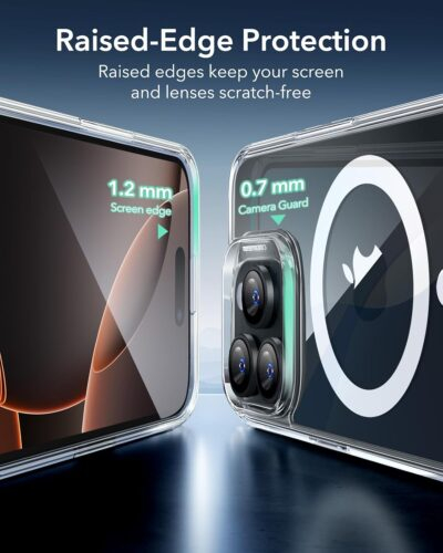 ESR for iPhone 16 Pro Case, Compatible with MagSafe, Shockproof Military-Grade Protection, Magnetic Phone Case for iPhone 16 Pro, Classic Hybrid Case (HaloLock), Clear Shimmer - 이미지 9