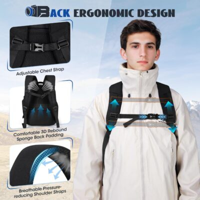 RAINSMORE Camera Backpack Camera Bag for Photographers DSLR SLR Mirrorless Camera Cases with Waterproof Rain Cover & Laptop Compartment Fits 14 Inch Laptop,Anti Theft Travel photography backpack,Black - 이미지 5