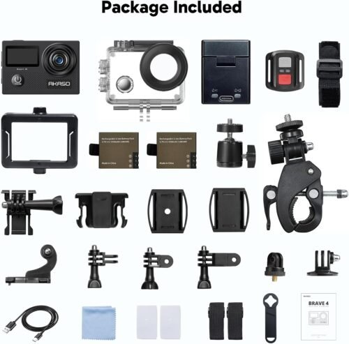 AKASO Brave 4 4K30fps 20MP WiFi Action Camera Ultra Hd with EIS 131ft Waterproof Camera Remote Control 5xZoom Underwater Camcorder with 2 Batteries and Bicycle Helmet Accessories Kit - 이미지 9