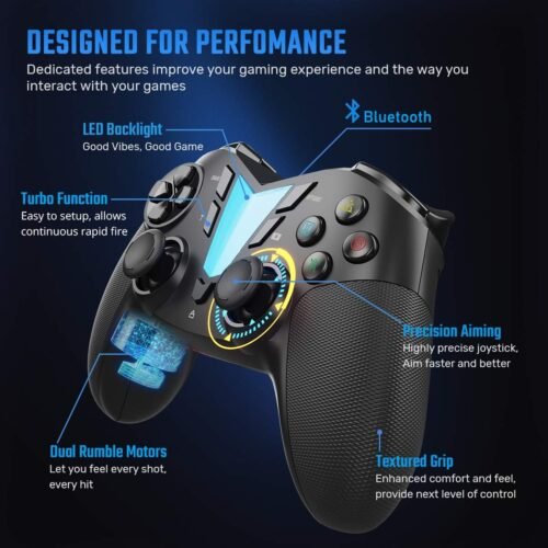 Mobile Game Controller Compatible with iPhone iPad(Ver.13 or Later, Only for MFi Games) / Android Smart Phone(Just for Ver.10) / PS4, ONE Pro Wireless Gaming Gamepad Joystick - Black - 이미지 5