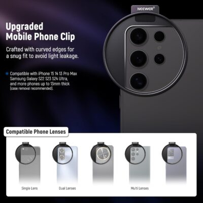 NEEWER CPL Filter for Phone, 67mm Camera Lens Polarizing Filter with Metal Cold Shoe Phone Clip Compatible with iPhone 16 15 Pro Max Plus 14 13 Pro Max Mini 12 11 X XS Max Samsung Galaxy, FL-27 - 이미지 4