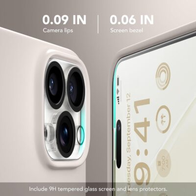 GONEZ for iPhone 14 Pro Max Case Silicone, Compatible with MagSafe, with Screen Protector + Camera Lens Protector, Liquid Silicone Shockproof Protective iPhone 14 ProMax Case 6.7", Stone - 이미지 7