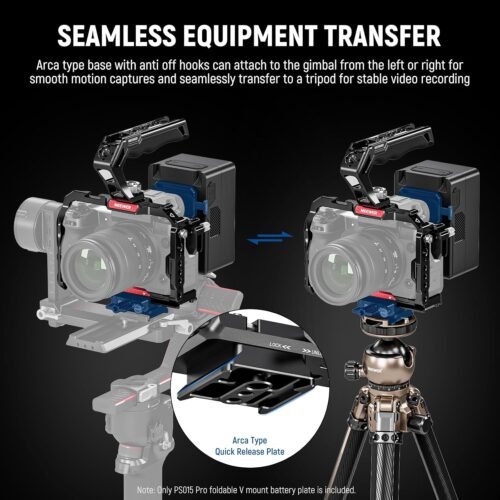 NEEWER Foldable V Mount Battery Plate with Arca Type Quick Release Camera Baseplate, Lightweight DSLR Camera Video Rig Compatible with SmallRig V Mount Battery Cage DJI RS4 RS3 Gimbal, PS015 PRO - 이미지 5
