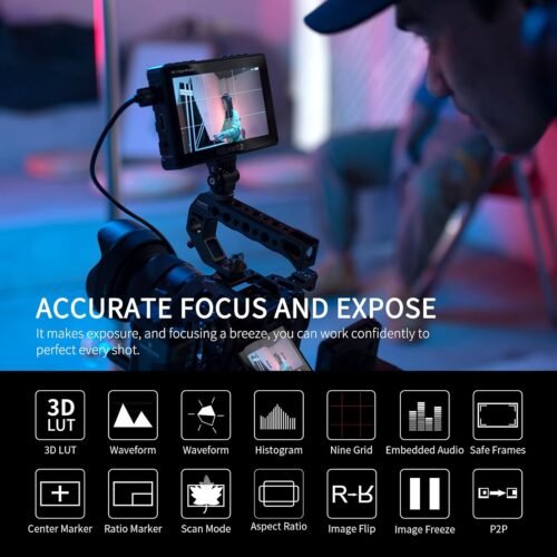 FEELWORLD F5 Prox 5.5 Inch 1600nit High Bright DSLR Camera Field Monitor Touchscreen Waveform 3D LUT F970 External Kit Install for Power Wireless Transmission 1920x1080 4K HDMI in Out Type-c Input - 이미지 4