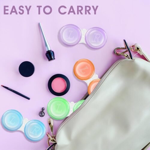 60 Pack Contact Lens Cases Bulk, Transparent Cute Contact Lens Case for Home & Travel, 6 Color (60) - 이미지 4