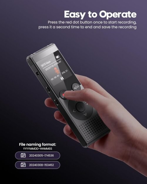 128GB Digital Voice Recorder - 3072 Kbps HD Recording Voice Recorder with Playback Dual Microphone A-B Repeat Recording Monitoring & Noise Reduction Voice Activate Recording & lock screen key - QIUOIO - 이미지 4