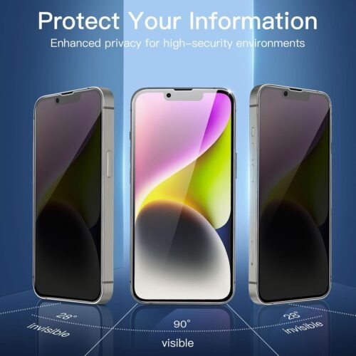 NEW'C 3 Pack Privacy for iPhone 14, iPhone 13, iPhone 13 Pro Screen Protector (6.1 inches), Enhanced 28-Degree Privacy Angle, Ultra Durable 9H Hardness, Bubble-Free - 이미지 5