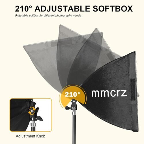 2Pack Professional Softbox Lighting Kit, 16'' x 16'' Studio Lights with 85W 2700-6500K E27 LED Bulbs, Continuous Lighting for Photography/Video Recording/Live Streaming - 이미지 3
