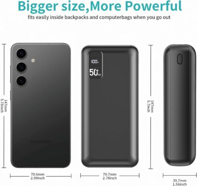 Power Bank 50000mAh 22.5W Fast Charging Portable Charger USB-C Quick Charge with 3 Outputs & 2 Inputs LED Display Huge Capacity External Battery Pack for Most Electronic Devices on The Market - 이미지 4