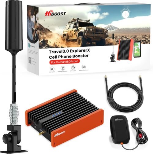 Cell Phone Signal Booster for Overland and Off-road Vehicle | Boosts 5G & 4G LTE for All Carriers - Verizon, AT&T, T-Mobile & More | Folding Antenna Mount | Ultra-stable Booster | FCC Approved
