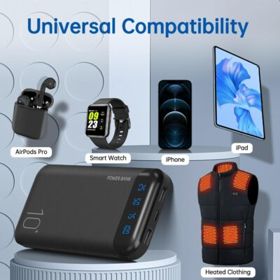Power Bank 10000mAh Portable Charger Slim External Battery Pack with 2 USB 2.4A Outputs and USB C In/Out Compatible with Huawei iPhone 16 15 14 13 12 iPad Samsung Galaxy S20 Android Tablet (Black) - 이미지 7
