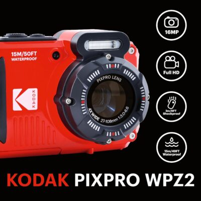 KODAK PIXPRO WPZ2 Rugged Waterproof Digital Camera 16MP 4X Optical Zoom 2.7" LCD Full HD Video, Red - 이미지 2