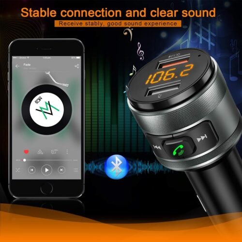 Bluetooth 5.3 FM Transmitter for Car, 3.0 Wireless Bluetooth FM Radio Adapter Music Player FM Transmitter/Car Kit with Hands-Free Calling and 2 USB Ports Charger Support USB Drive - 이미지 4