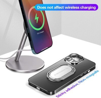 Foldable Cell Phone Stand for Desk, Adjustable Cellphone Ring Holder Finger Kickstand for Office Desktop & Magnetic Car Mount, Rotatable Multi-Angle Hand Grip for iPhone 16 15 Smartphones Back Case - 이미지 6
