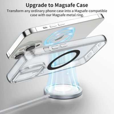 Universal Metal Rings Compatible with Magsafe Sticker,Magnetic Ring for Phone Cases & Wireless Charging, 6 Pack (2 Black,2 White & 2 Silver) - 이미지 2