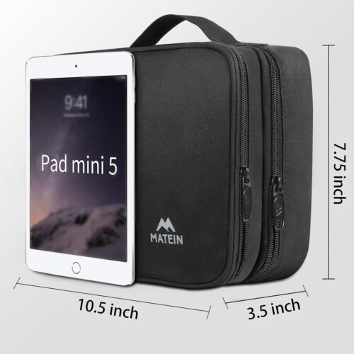 MATEIN Electronics Organizer Travel Case, Water Resistant Cable Organizer Bag for Travel Essentials, Gifts for Men, Storage Bag as Accessories for Phone, Cord, Tablet, Black - 이미지 6