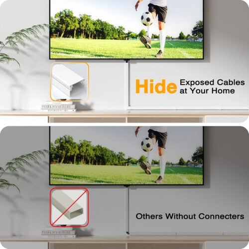 Delamu Cord Hider, 157in Wire Covers for Cords on Wall, Premium Cable Hider Cord Covers for Wires, Cable Management Wire Hiders for TV, Cable Raceway Kit, 10X L15.7X W0.95x H0.55in, White - 이미지 6
