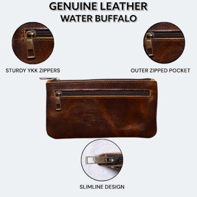 Vintage Leather Pencil Case Pouch, Pen Pouch for Work & University, for Men,Women/Leather Pencil Cases for Adults Perfect for Office/Tool Pouch Zipper Bag, Small Tool Bag - 이미지 4