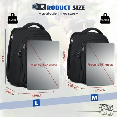 RAINSMORE Camera Backpack Camera Bag for Photographers DSLR SLR Mirrorless Camera Cases with Waterproof Rain Cover & Laptop Compartment Fits 14 Inch Laptop,Anti Theft Travel photography backpack,Black - 이미지 9