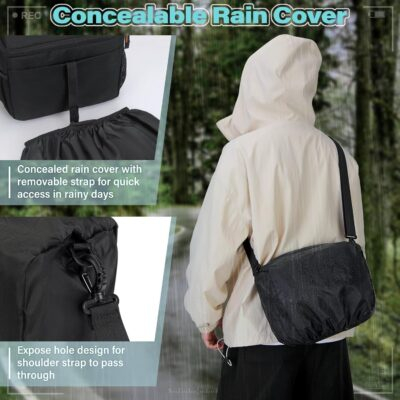 RAINSMORE Camera Bag for DSLR SLR Mirrorless Camera,Small Camera Sling Bag for Photographers Waterproof Camera Case with Tripod Holder Compact Camera Bag Crossbody with Rain Cover Black - 이미지 6