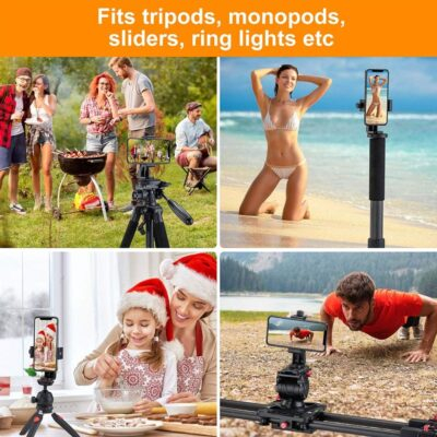 Phone Tripod Mount Adapter/Universal Tripod Cell Phone Holder, Fits Any Smartphone, 1/4" Standard Screw, Rotating Vertical and Horizontal, Compatible with iPhone, Samsung, Selfie Stick, Monopod - 이미지 7