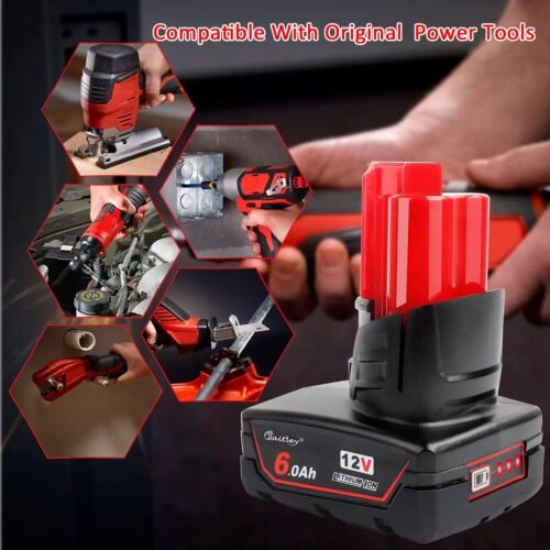 waitley 2 Pack 12V 6A Replacement Battery Compatible with Milwaukee 6.0Ah Power Tools - 이미지 7
