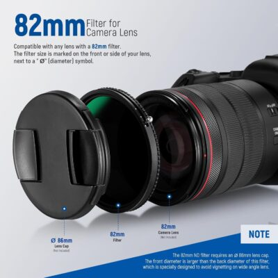 NEEWER 2 in 1 82mm Variable ND Filter ND2–ND32&CPL Filter(Circular Polarizer Filter) No X Cross/30 Layer Nano Coated/HD Optical Glass/Ultra Slim Aluminum Alloy Frame/Water Repellent/Scratch Resistant - 이미지 7