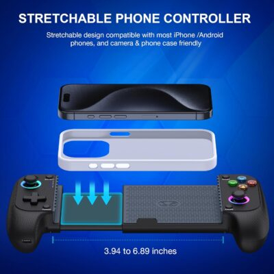 AXYBCOOL Mobile Game Controller for iphone/Android, Wireless Phone Controller with Phone Case Support, Gaming Controller Support Xbox Game Pass, PlayStation, Steam Link,Minecraft - 이미지 8