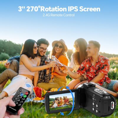 Video Camera Camcorder 4K 42MP, 18X Digital Zoom Video Recorder for Vlogging YouTube 3” 270°Rotation Screen Compact Cameras 4K Travel Cam Corder with 2 Batteries, 32GB Card, Remote Control - 이미지 4