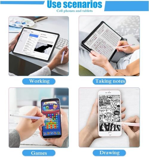 2PCS Stylus Pens for Touch Screens,Stylus Pen for iPhone/iPad/Tablet Android/Microsoft Surface,Compatible with All Touch Screens(White Pink/White Purple) - 이미지 7