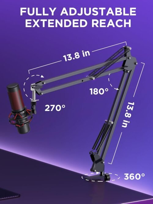 InnoGear Boom Arm Microphone Mic Stand for Blue Yeti HyperX QuadCast SoloCast Snowball Fifine Shure SM7B and other Mic, Medium - 이미지 5
