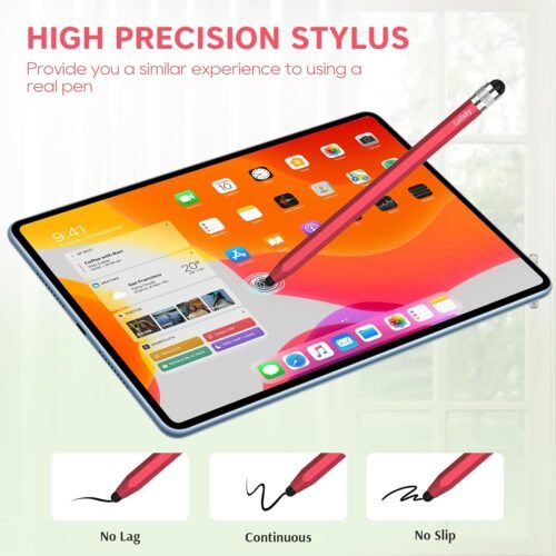 Stylus Pens for Touchscreen, 2 Size Rubber Tips Stylus Pen with Metal Hexagonal Barrel, Compatible for iPad iPhone Chromebook and Android Tablets, Suit for All Touch Screen Devices 5 Pcs 10 Tips - 이미지 3