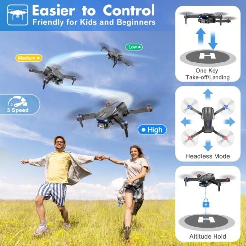 Drone with Camera 1080P for Kids Adults, Foldable HD FPV Mini Drone with 2 Batteries, One Key Take Off/Land, Altitude Hold, Headless Mode, 360°Flip, Gravity Control, Gestures Selfie, 3 Speed Mode, Waypoint Fly - 이미지 5